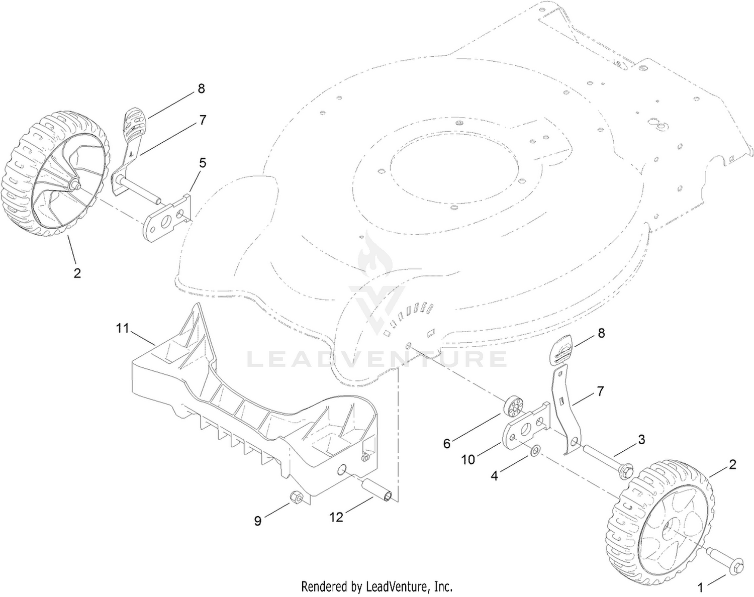 Front Wheel and Height-of-Cut Assembly