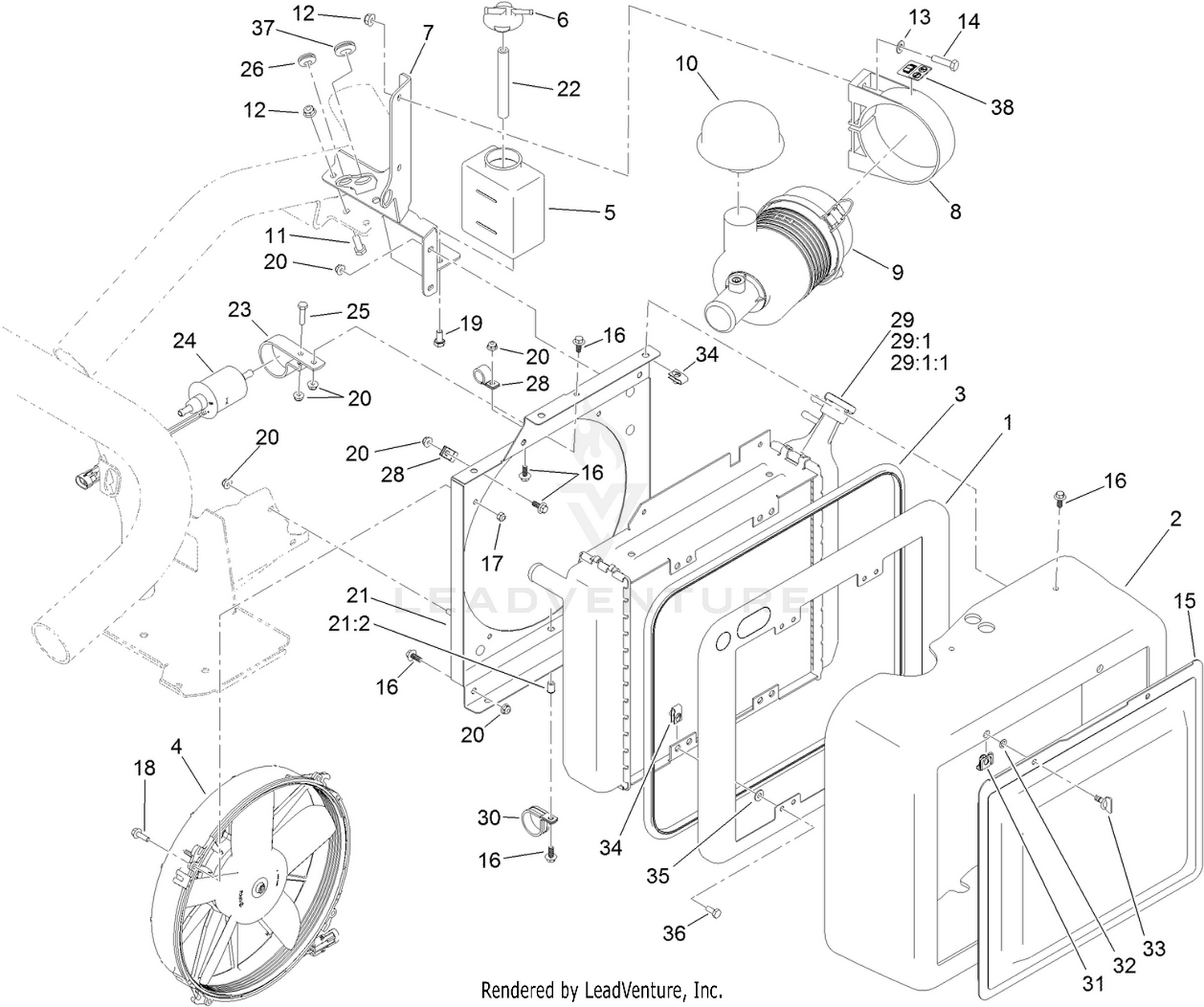 Radiator, Fuel Pump and Air Cleaner Assembly