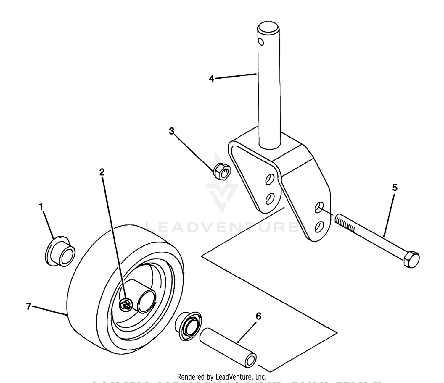 Front Castor Fork Assembly