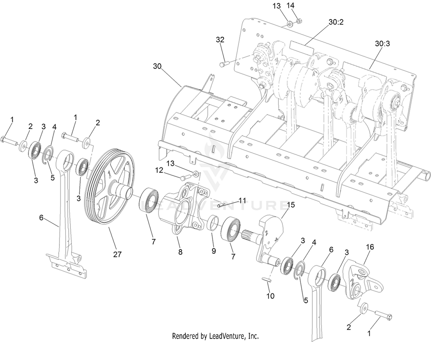 Left Hand No. 1 and No. 2 Crank Arm Assembly