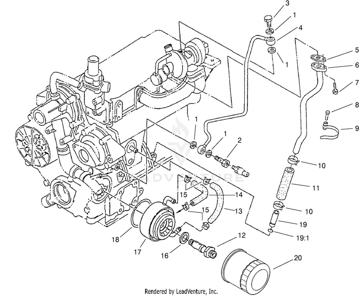 Filter, Oil Cooler, And Pipe Assembly