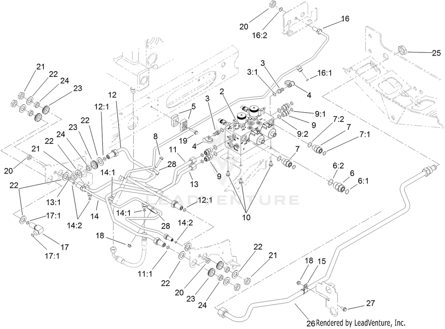 Reel Control Block Hydraulic Plumbing Assembly