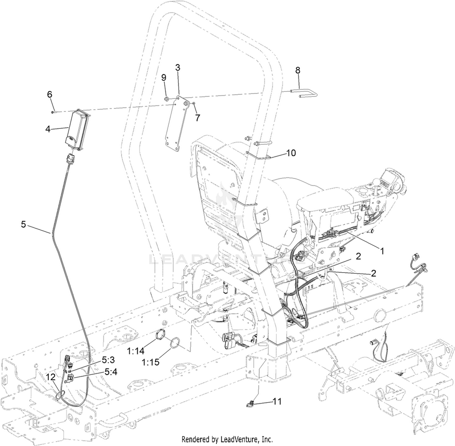 Seat and Control Arm Wiring Harness Assembly