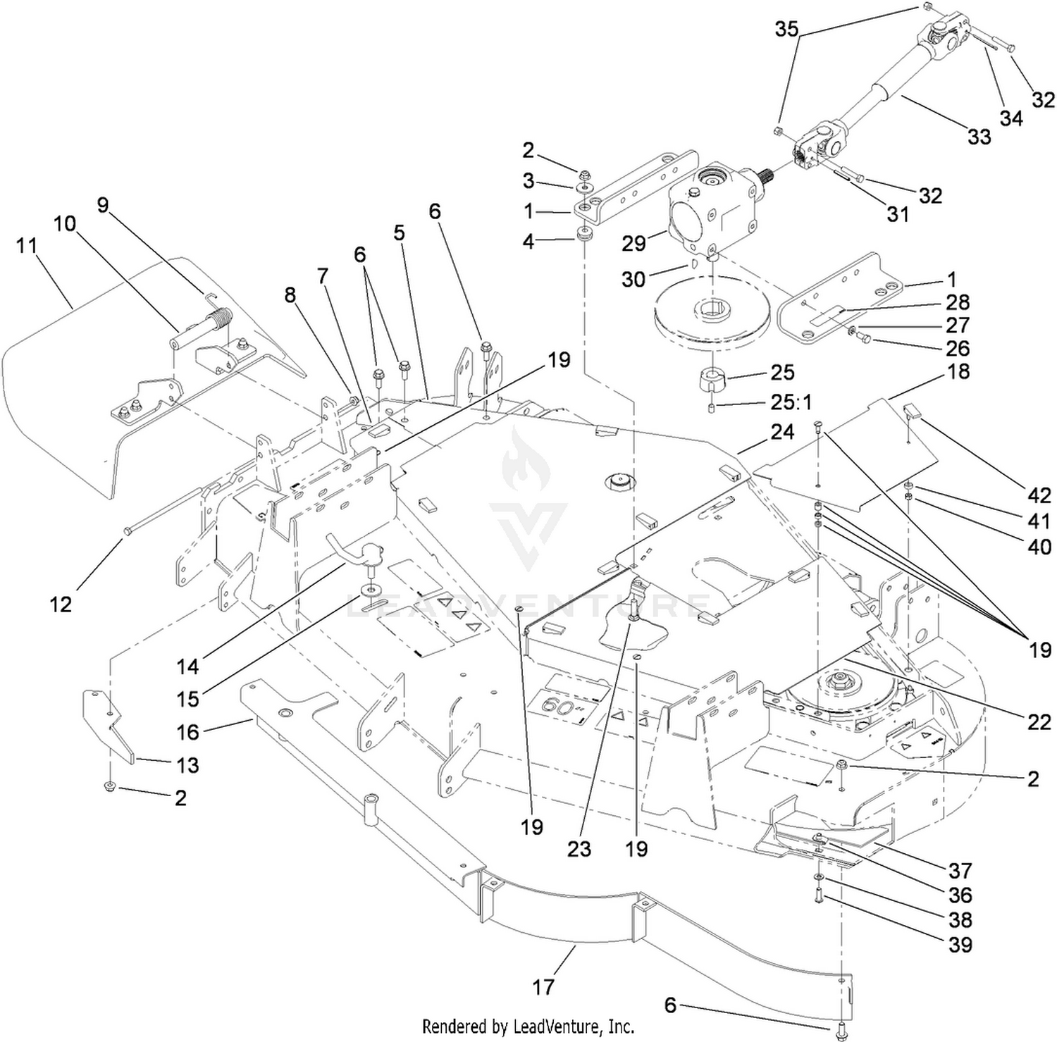 Cover, Gearbox and Baffle Assembly