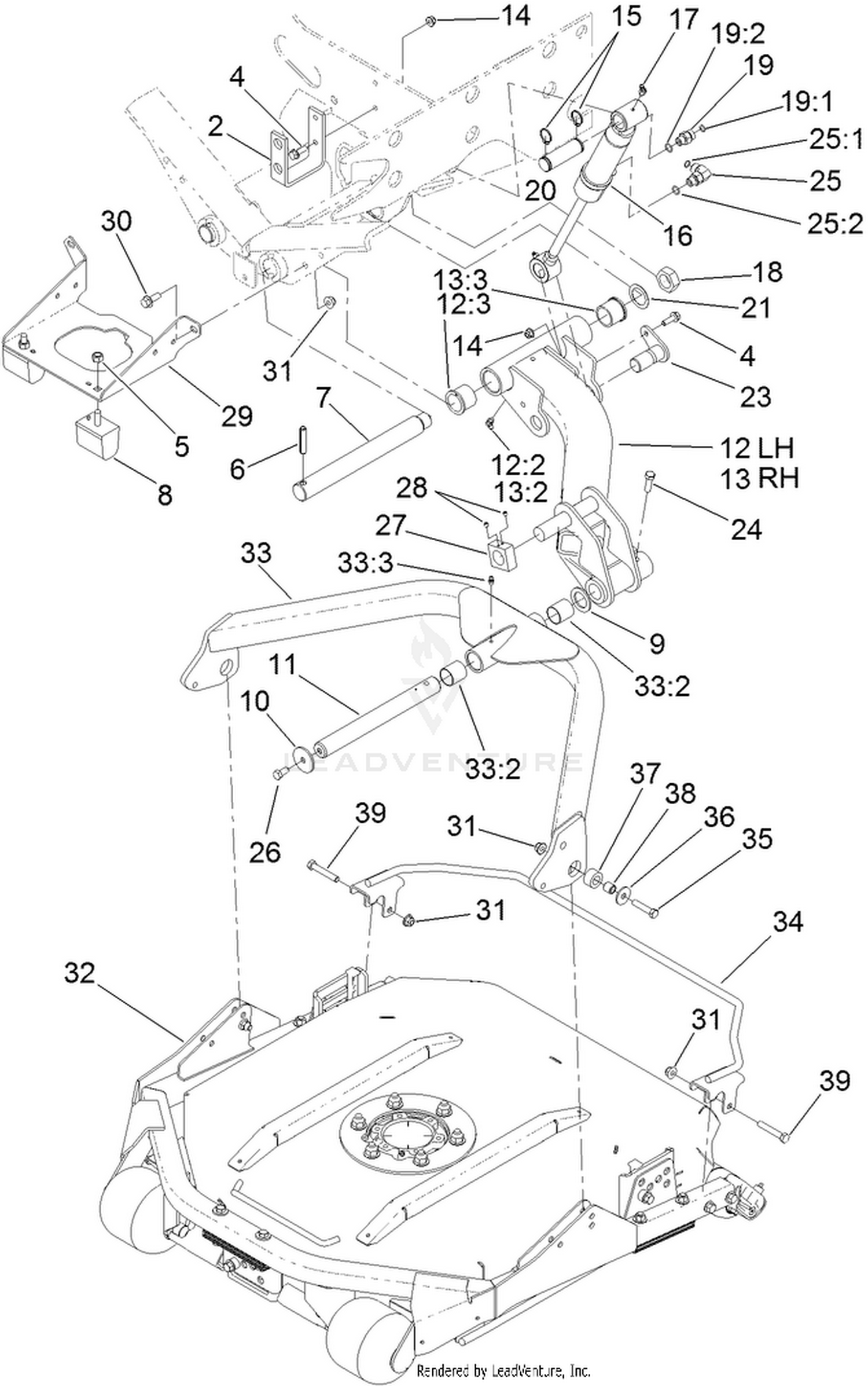 No. 2 and 3 Lift Arm and Deck Assembly