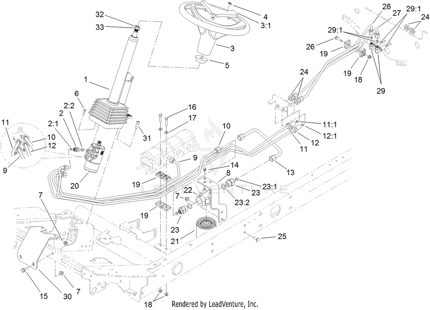 Steering Valve Hydraulic Plumbing Assembly