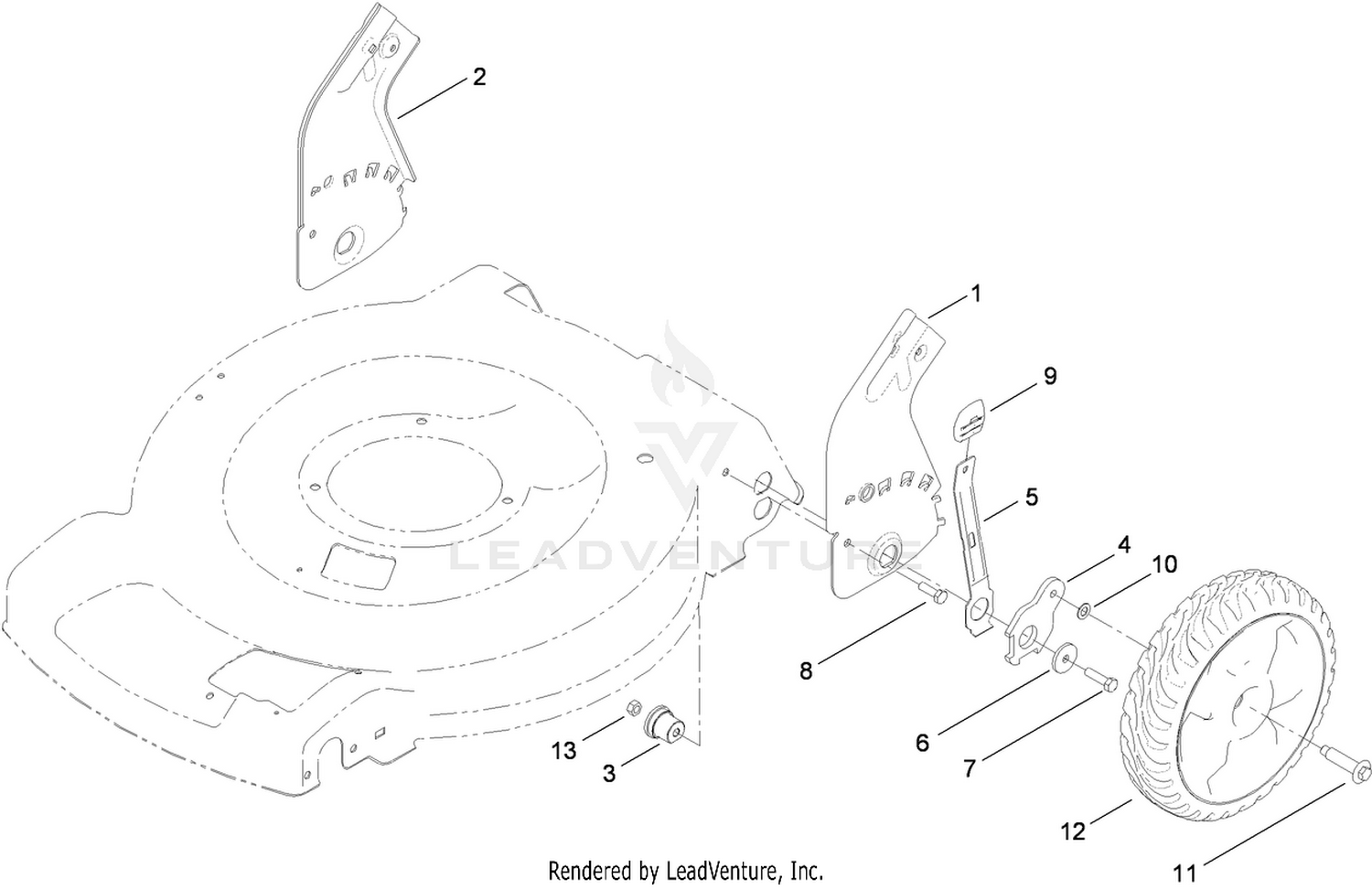 Rear Wheel and Height-of-Cut Assembly