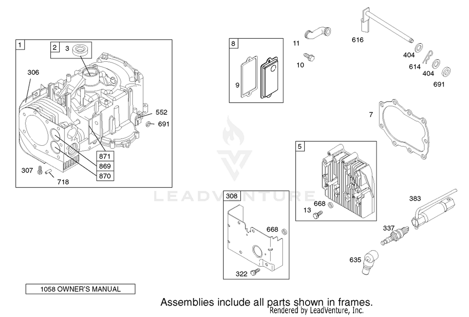 Cylinder Assembly Engine Briggs and Stratton Model 28M707-1125-E1