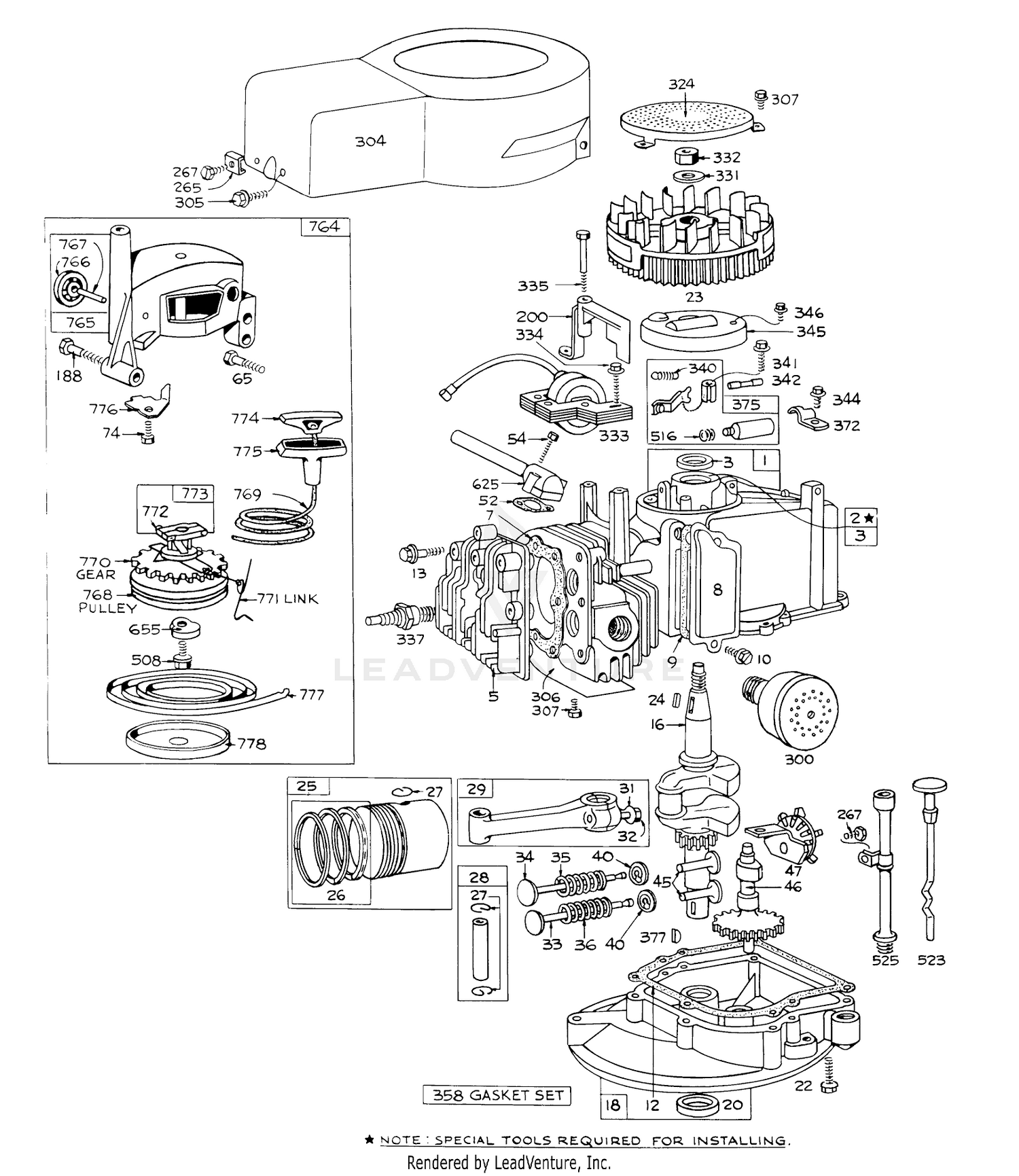 Engine Briggs  Stratton Model No. 92908-1130-01 For 21" Self-Propelled Model No. 16222