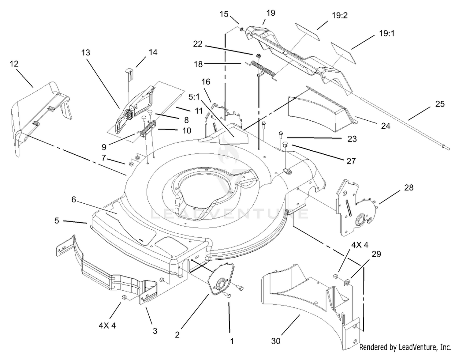 Deck, Side Chute and Rear Door Assembly