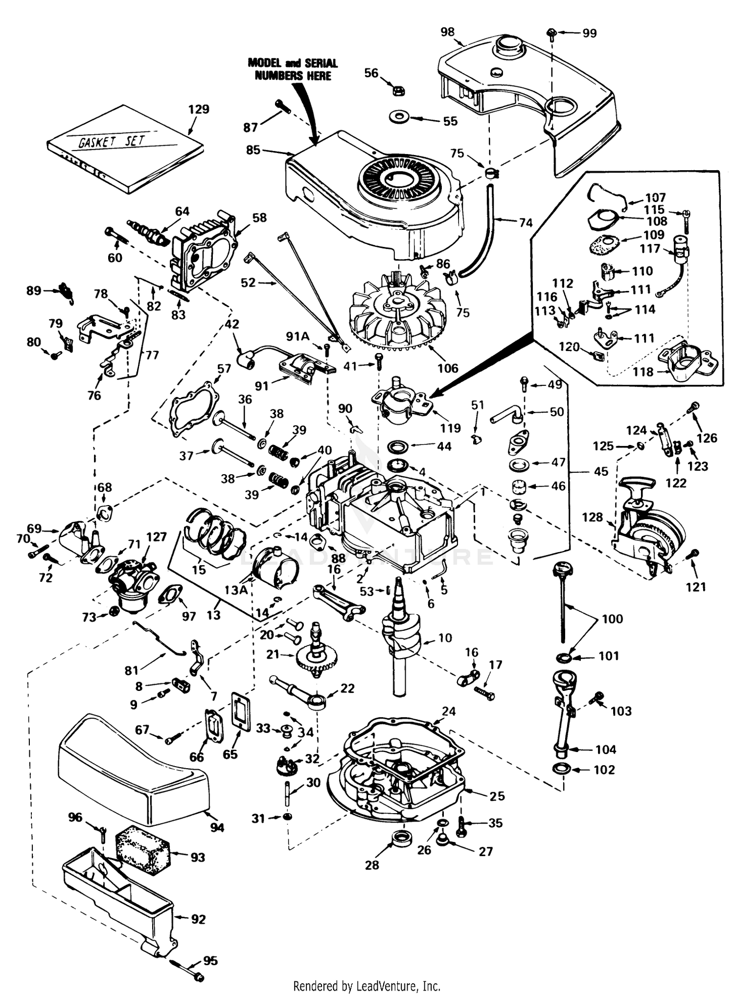 Engine Tecumseh Model No. Tnt-100-10063d