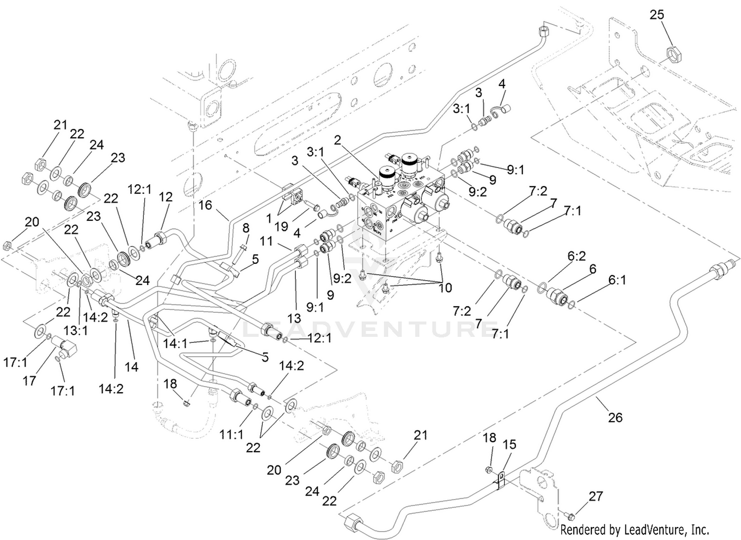 Reel Control Block Hydraulic Plumbing Assembly