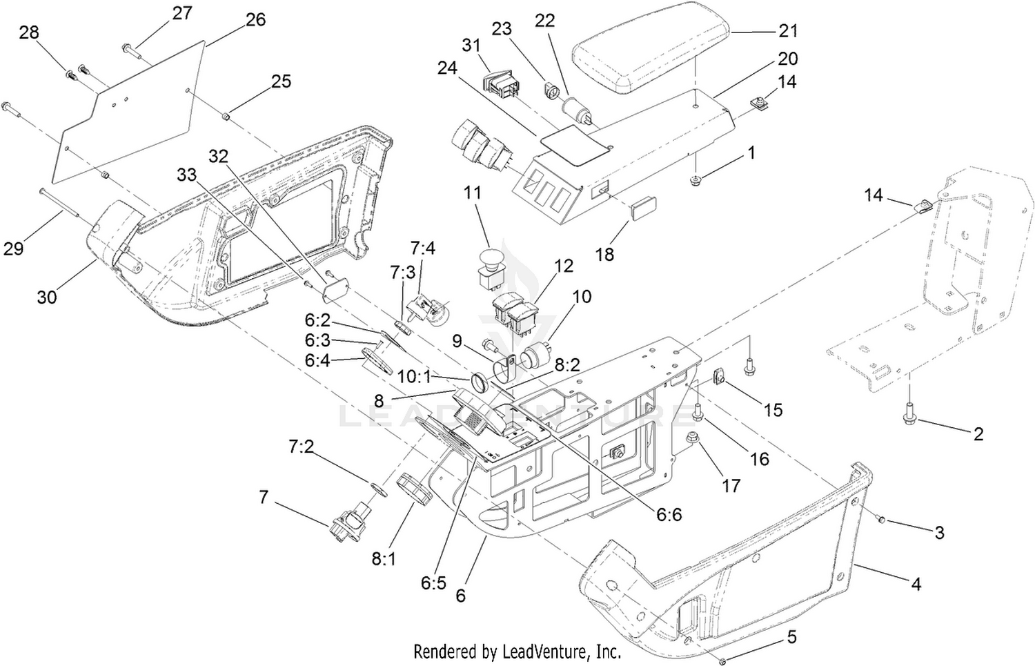 Armrest Control Panel Assembly