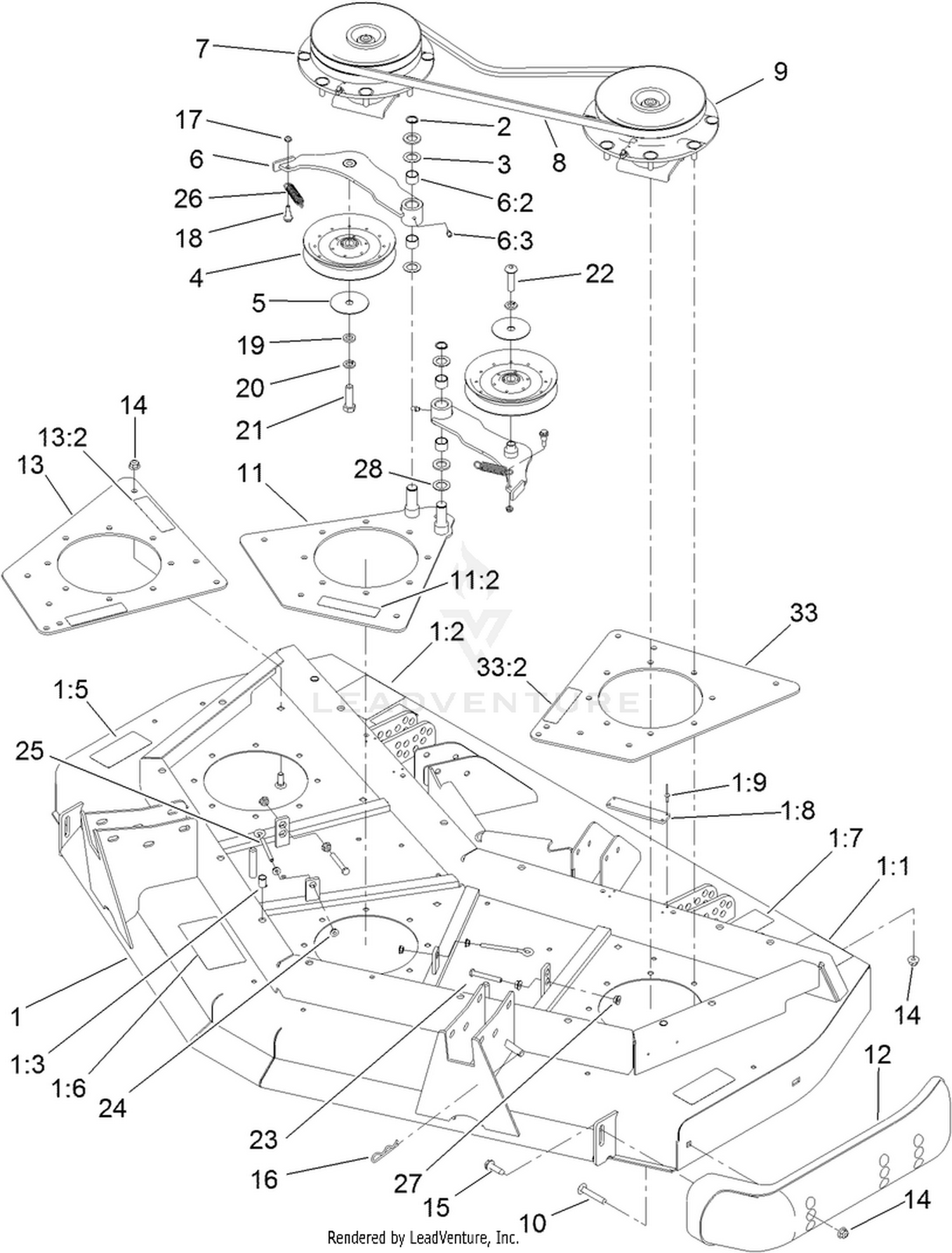 Front Deck Idler and Skid Assembly