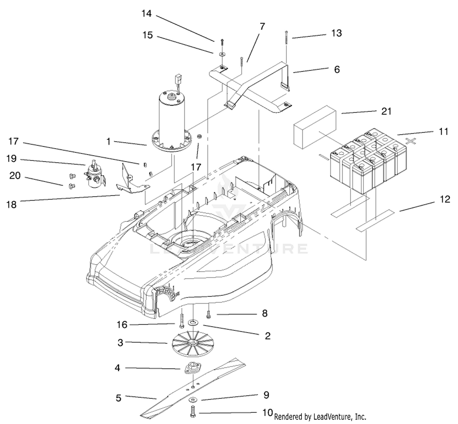 Motor, Batteries,  Blade Assembly