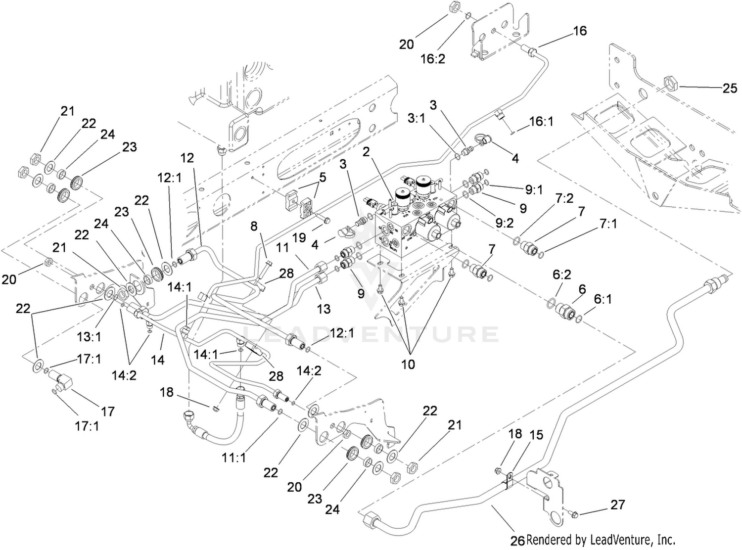 Reel Control Block Hydraulic Plumbing Assembly
