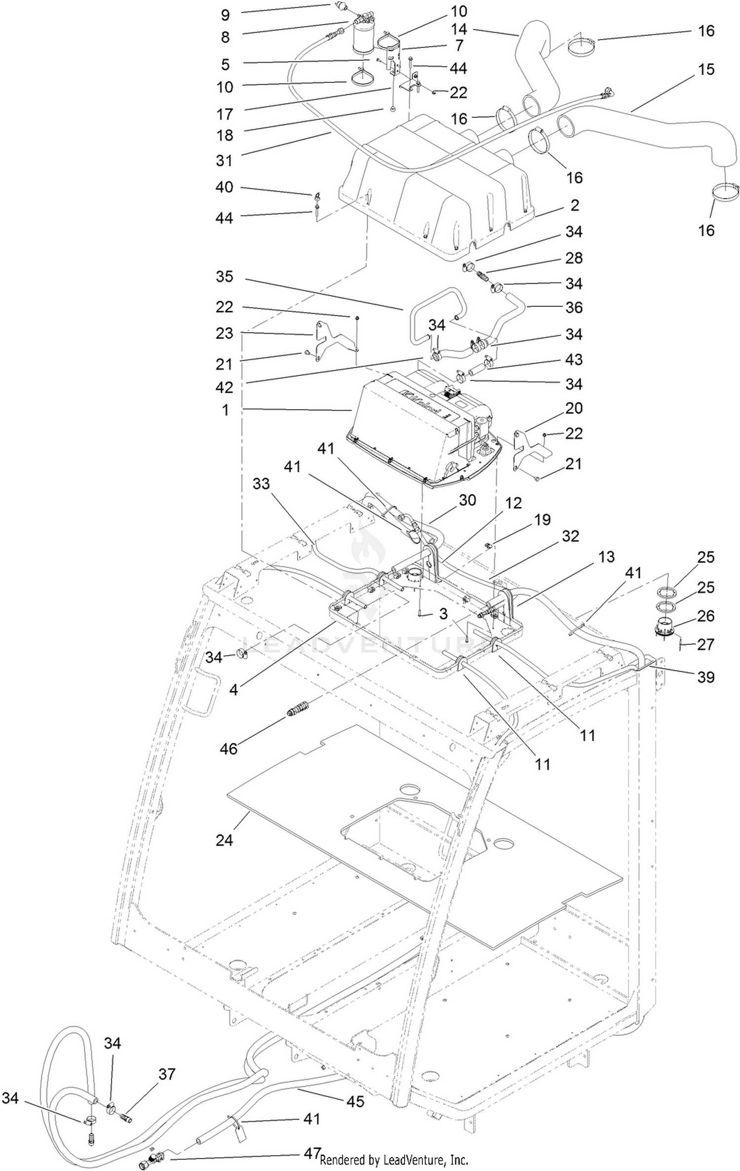 Cab Roof  A/C and Heat Assembly