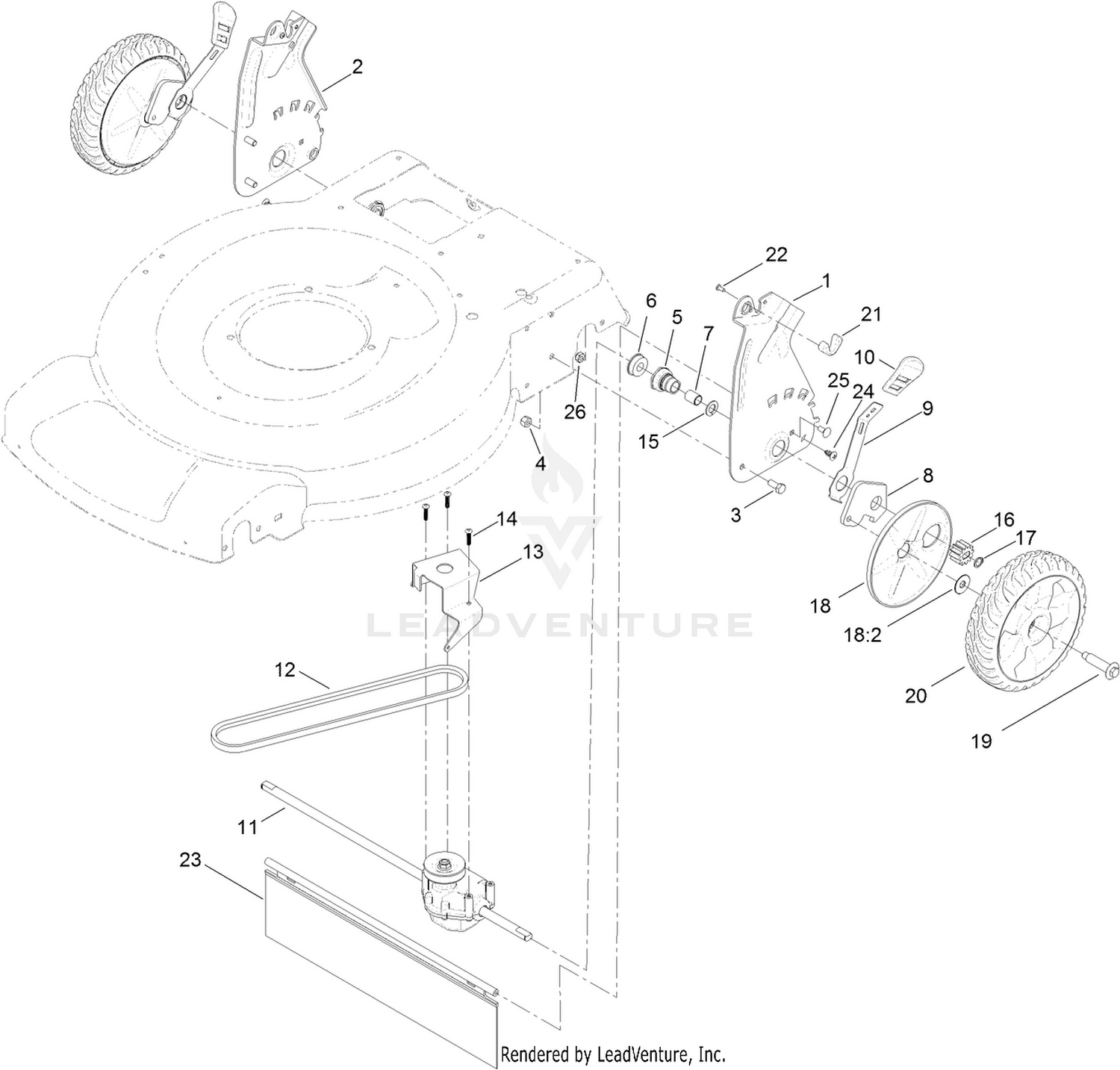 Transmission and Rear Wheel Drive Assembly