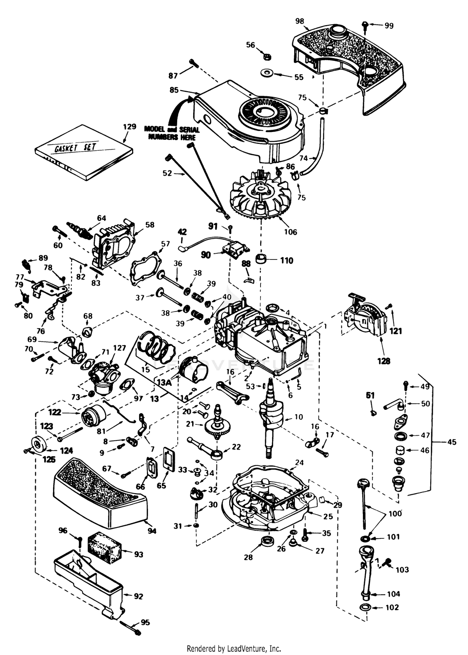 Engine Tecumseh Model No. Tnt100-10083e