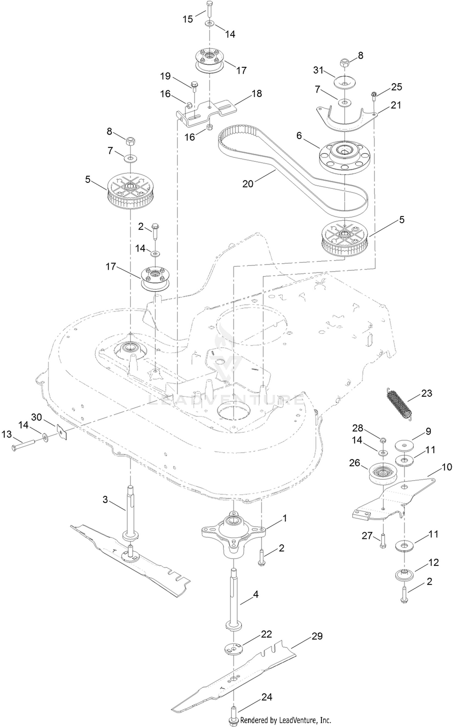 Belt, Spindle and Blade Assembly