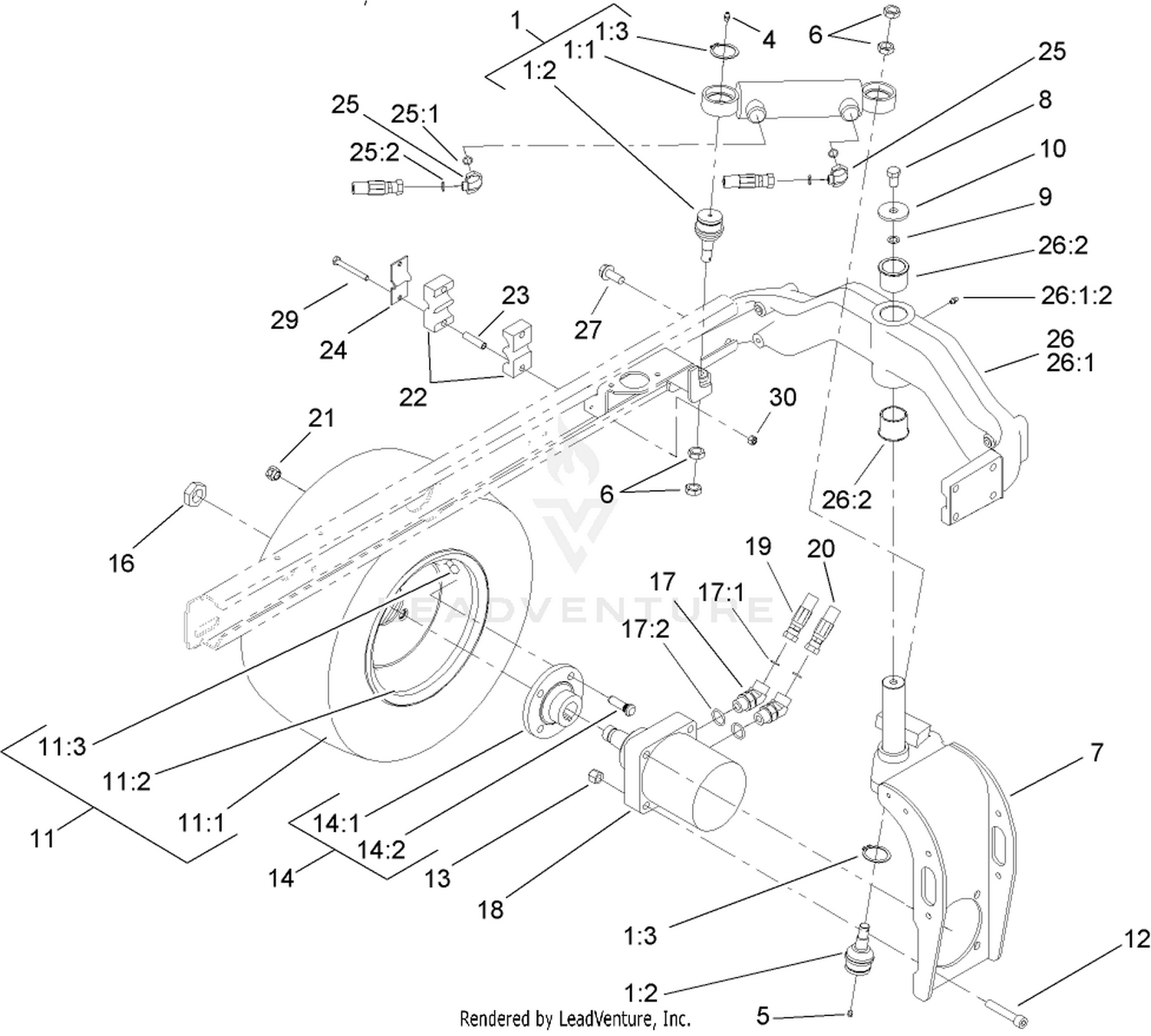 Rear Fork and Tire Assembly