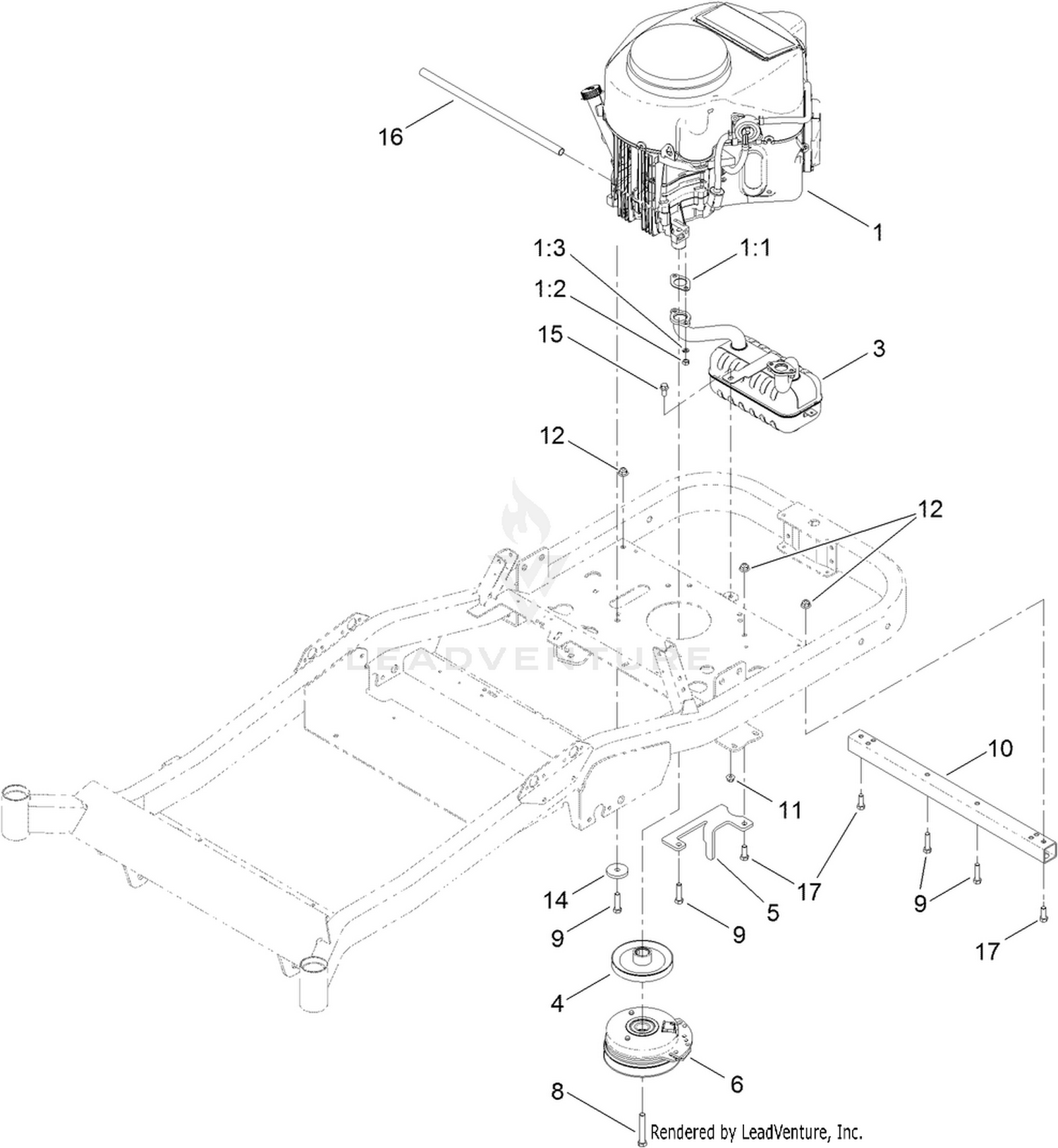 Engine, Muffler and Clutch Assembly