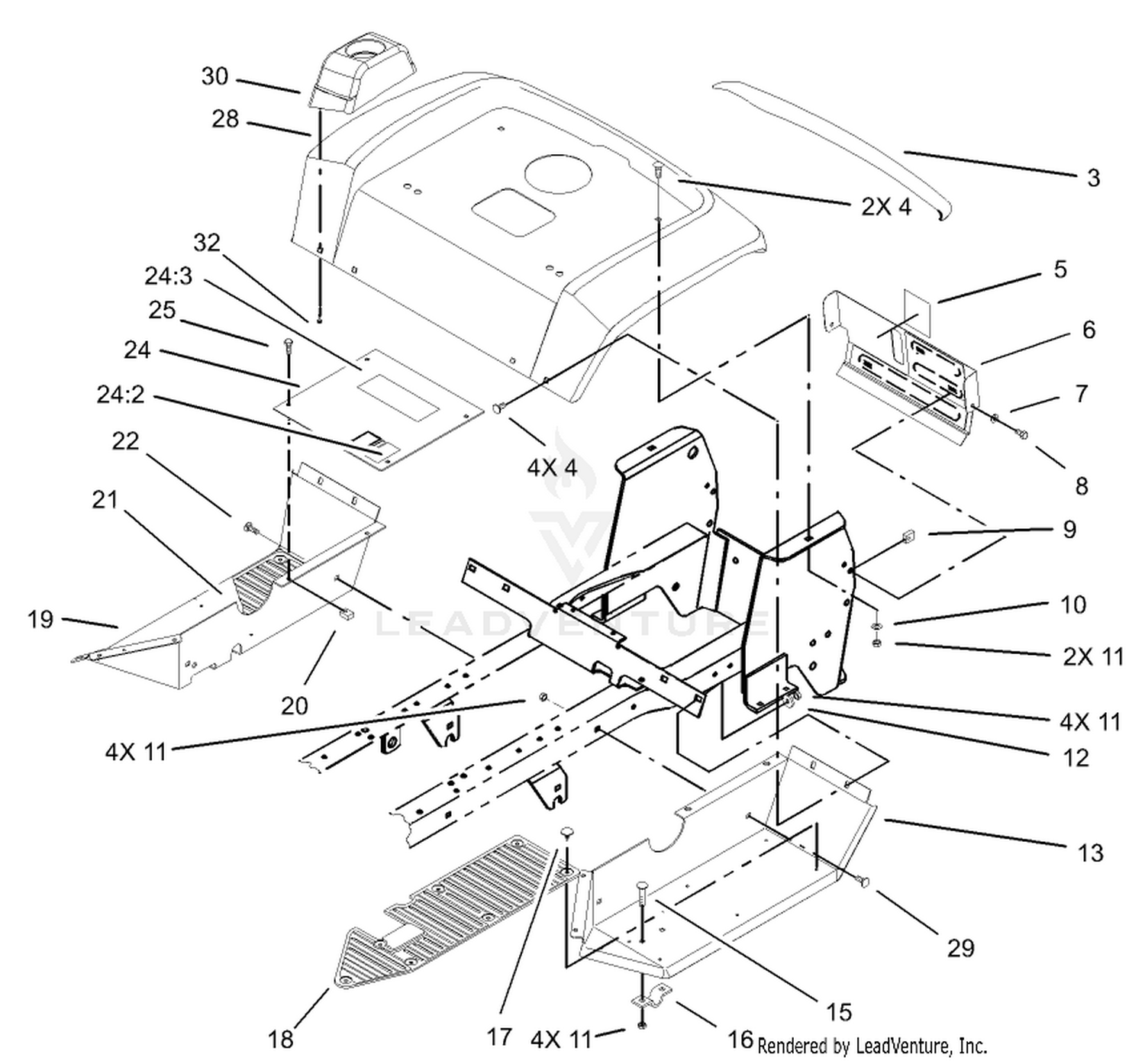 Fender and Footrests Assembly
