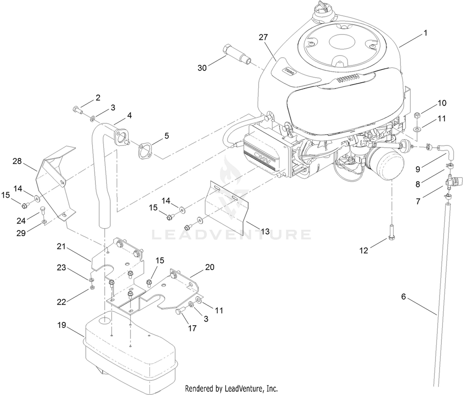 Engine and Muffler Assembly