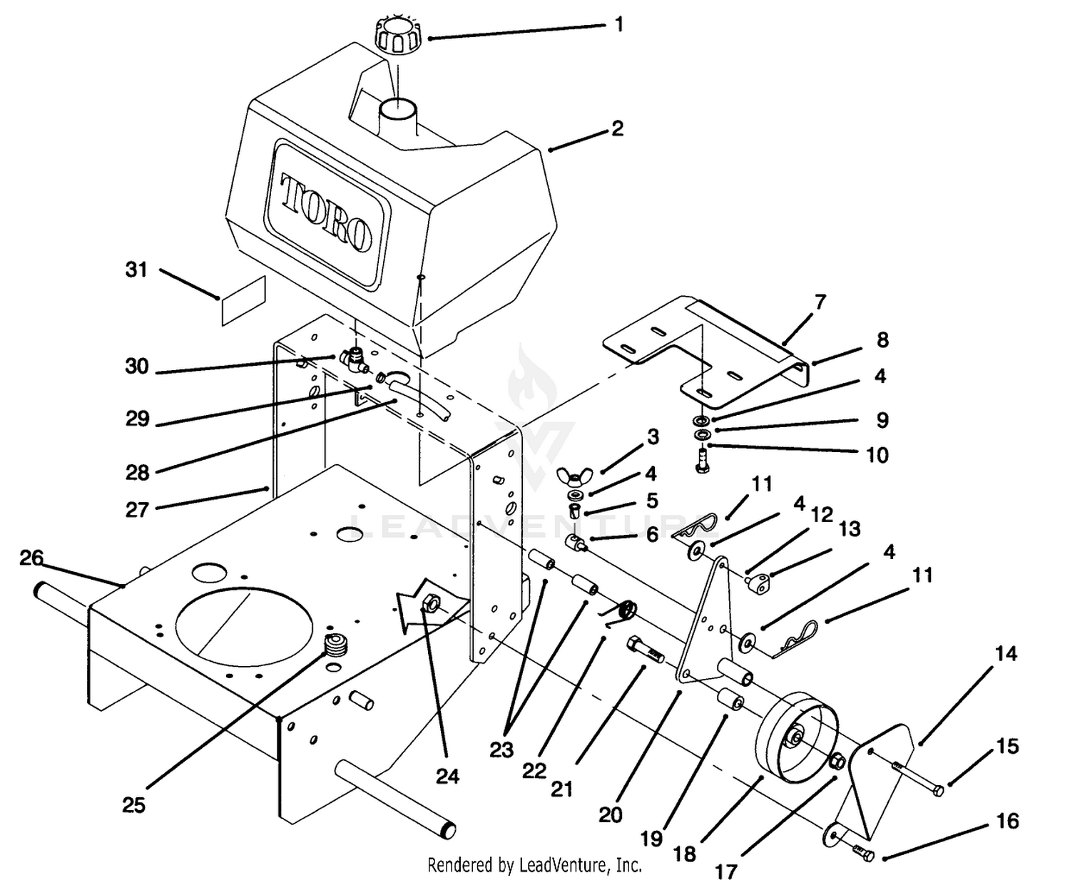 Frame, Fuel Tank And Wheel Drive Idler