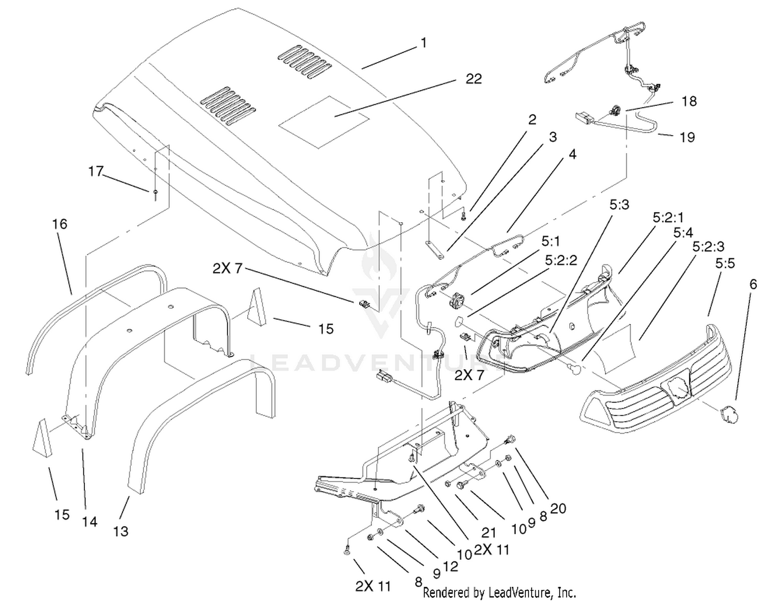Hood  Headlight Assembly