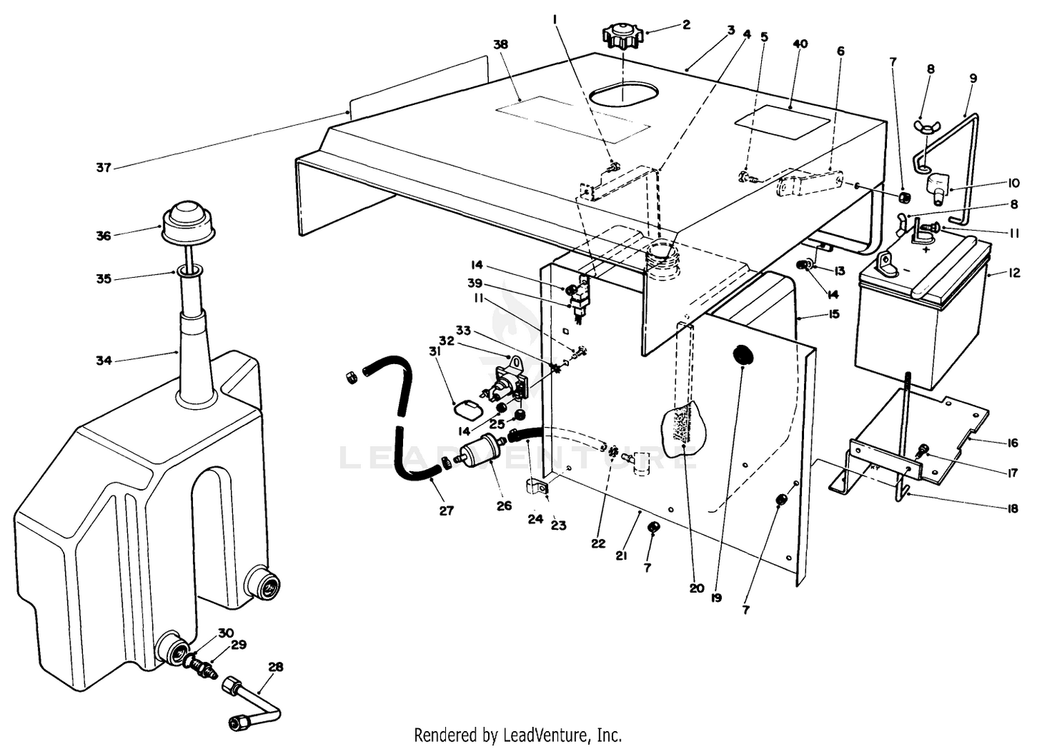Hood-Gas  Hydraulic Tank Assembly