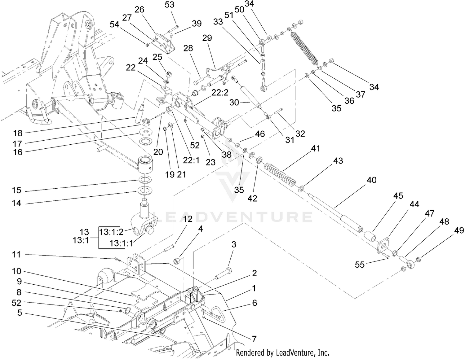 Side Deck Lift Arm and Damper Assembly