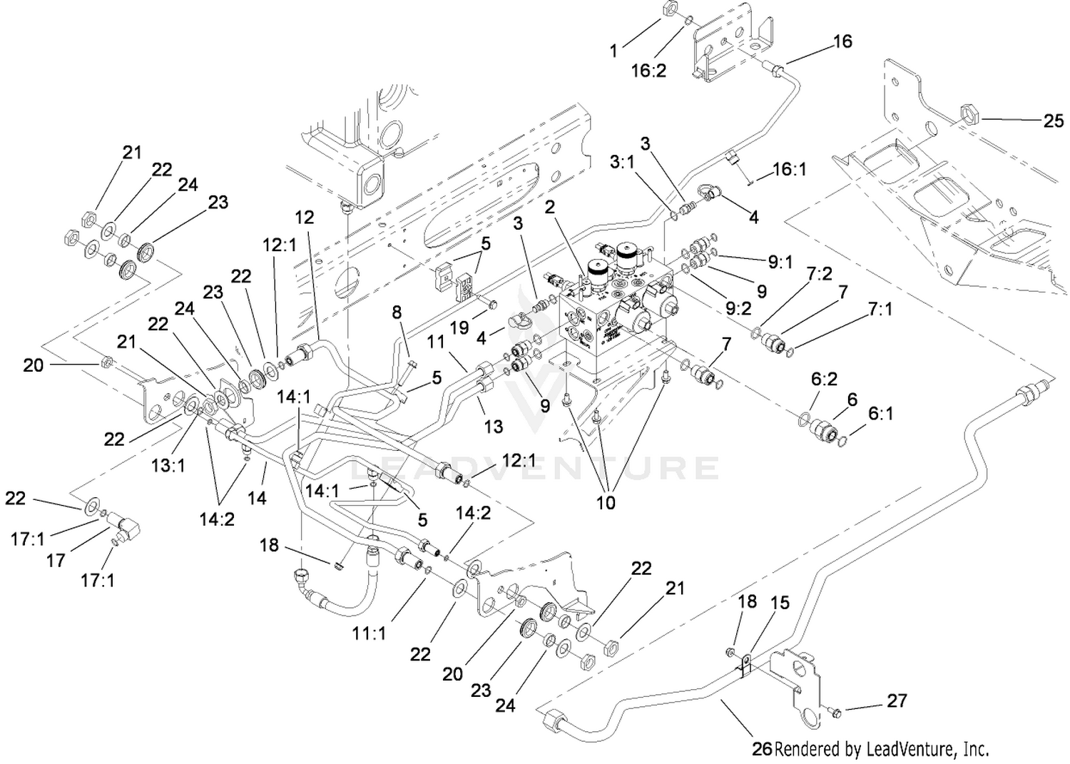 Reel Control Block Hydraulic Plumbing Assembly