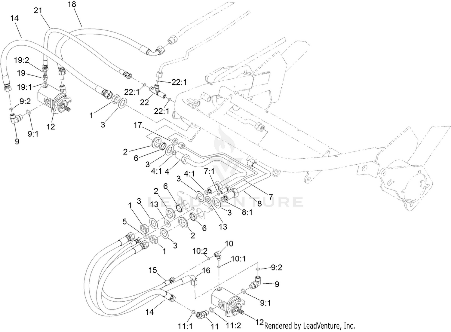 Front Hydraulic Reel Drive and Hose Assembly