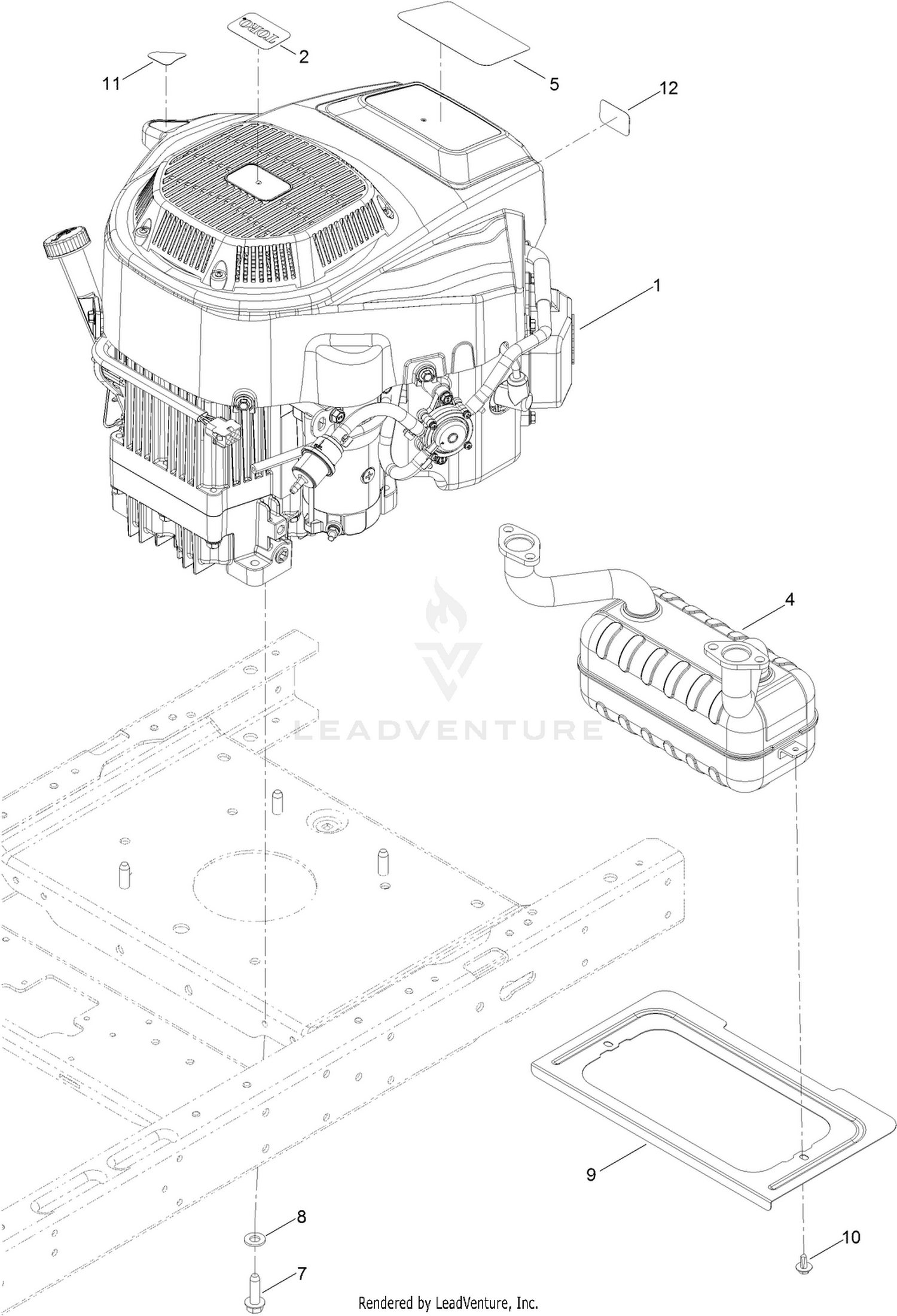 Engine and Muffler Assembly
