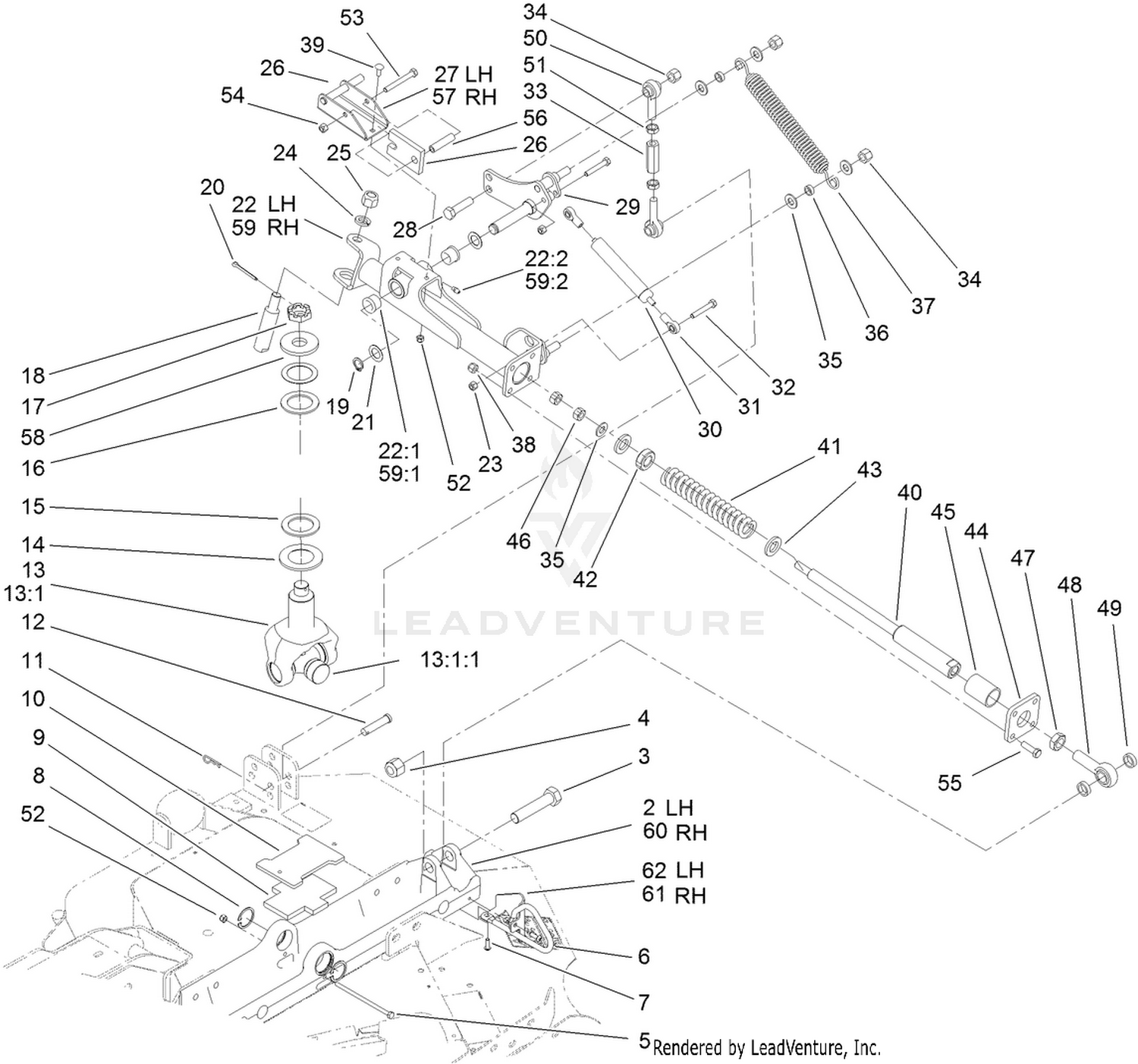 Side Deck Lift Arm and Damper Assembly