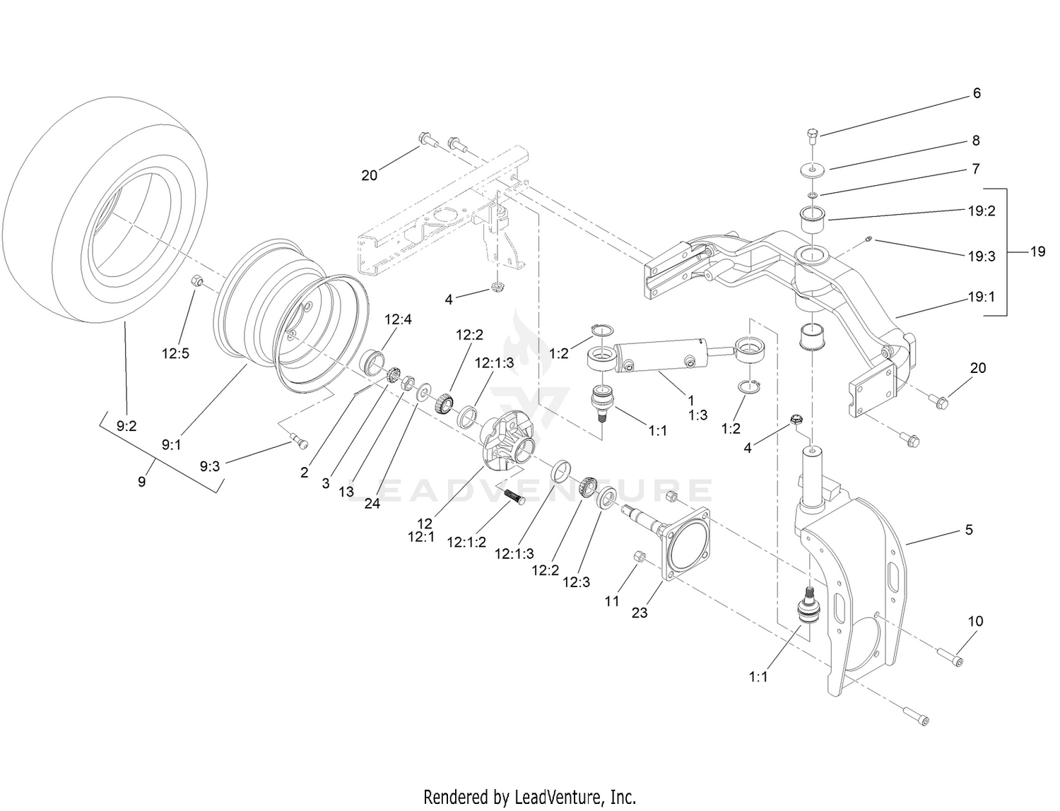 Rear Fork and Tire Assembly