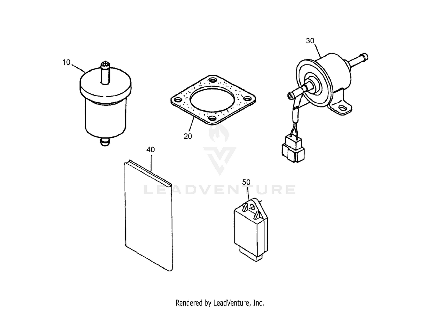 Fuel Pump and Filter, Muffler Gasket,  Glow Controller and Operator Manual