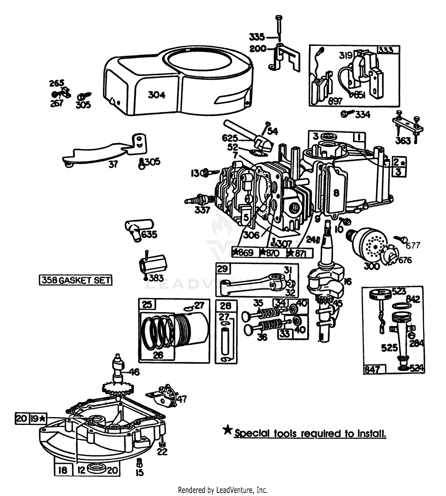 ENGINE BRIGGS  STRATTON MODEL NO. 110908-1207-01