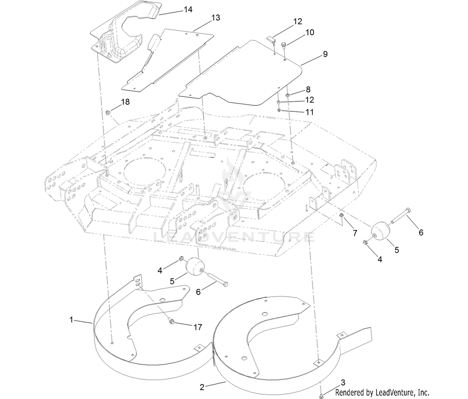 Right Deck Discharge Chamber and Cover Assembly