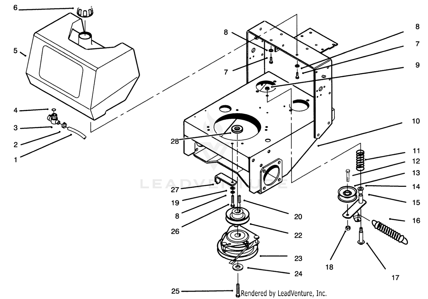 Fuel Tank, Clutch  Idler Assembly