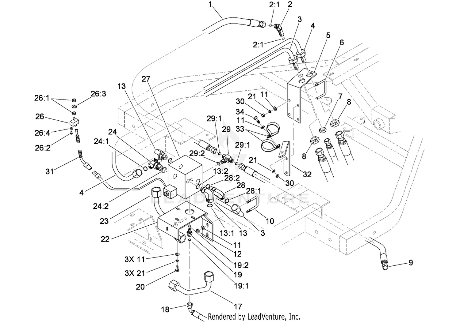 4 Wheel Drive Hydraulic Plumbing Assembly