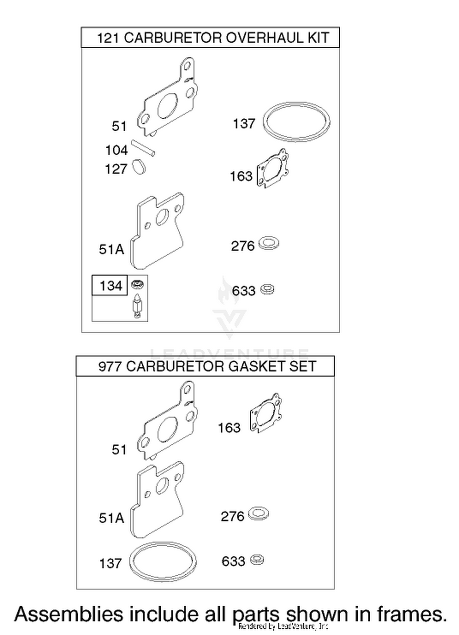 Carburetor Overhaul Kit Assembly Briggs and Stratton Model 122602-0120-E1