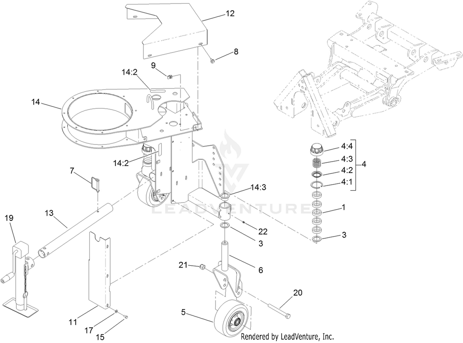 Blower Mount and Caster Wheel Assembly