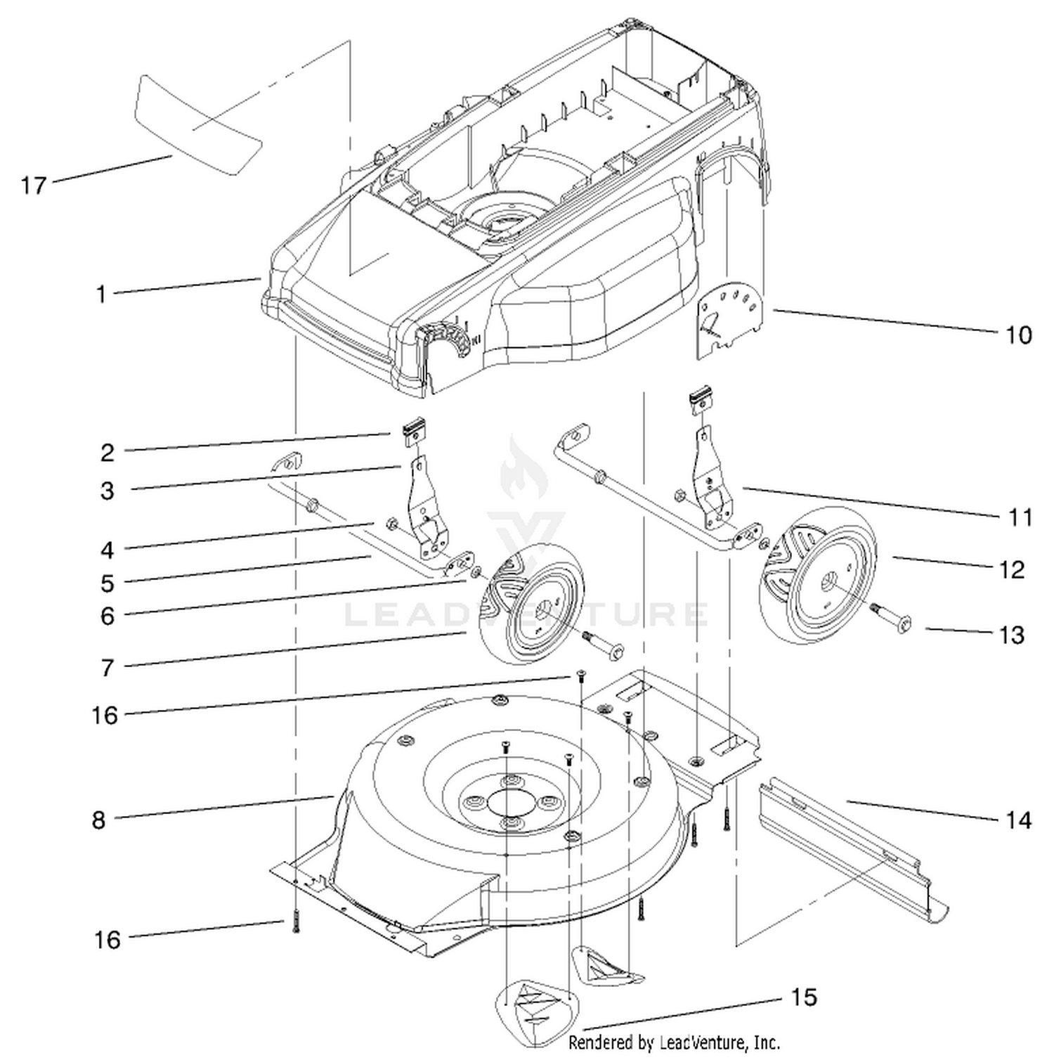 Deck, Liner,  Wheel Assembly