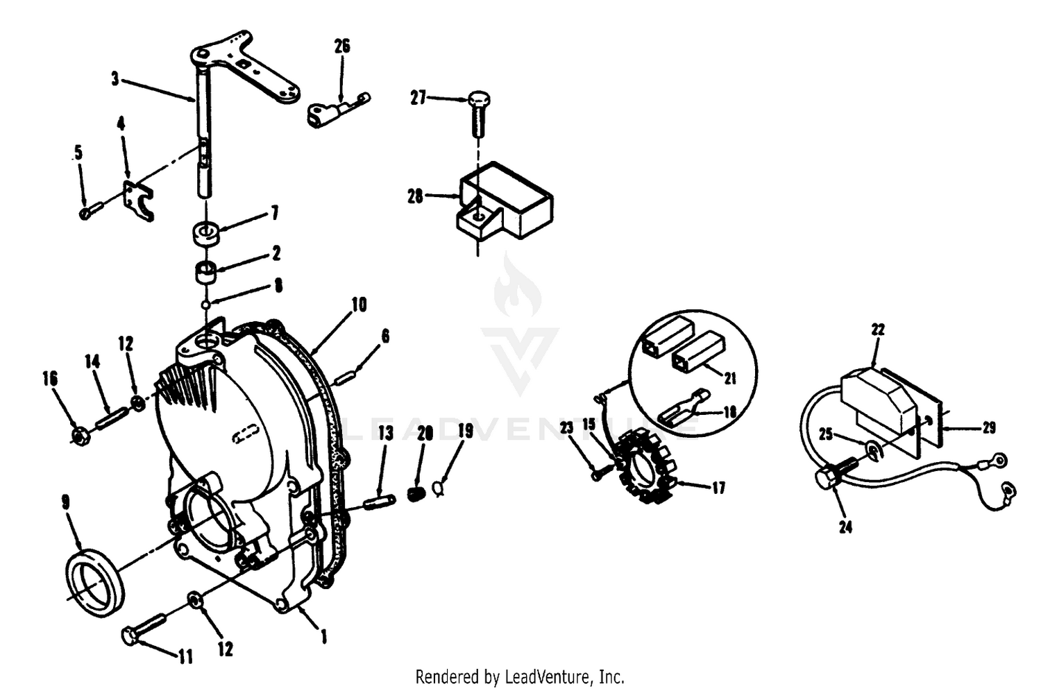 Gearcase, Ignition Control, Alternator And Regulator
