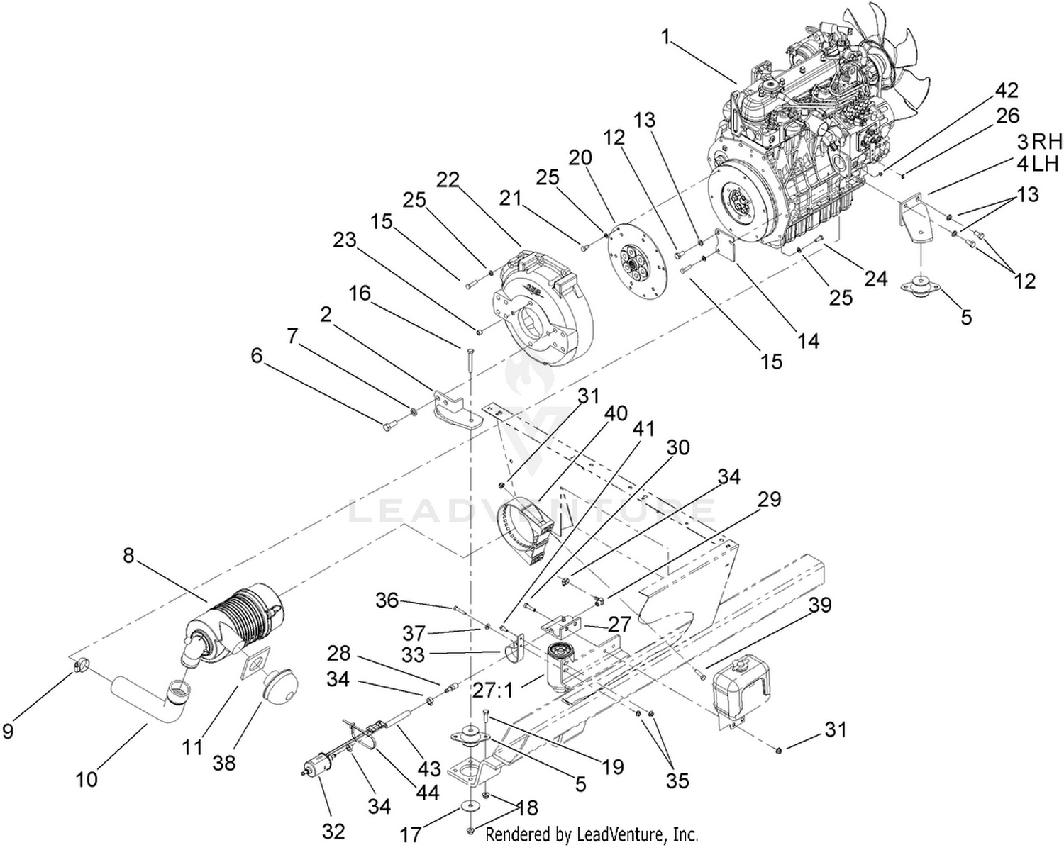 Engine and Air Cleaner Assembly