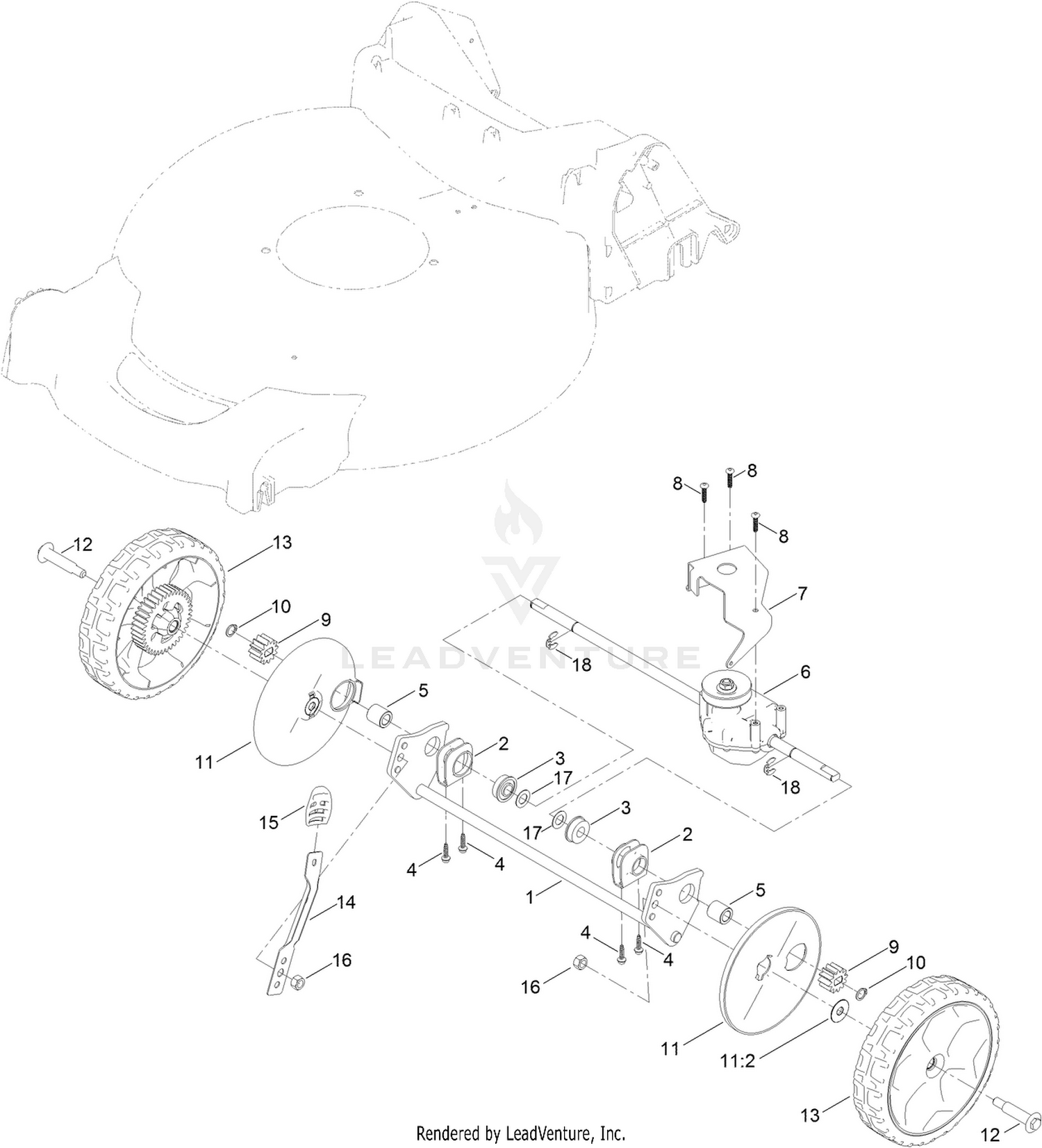 Transmission and  Rear Wheel Assembly