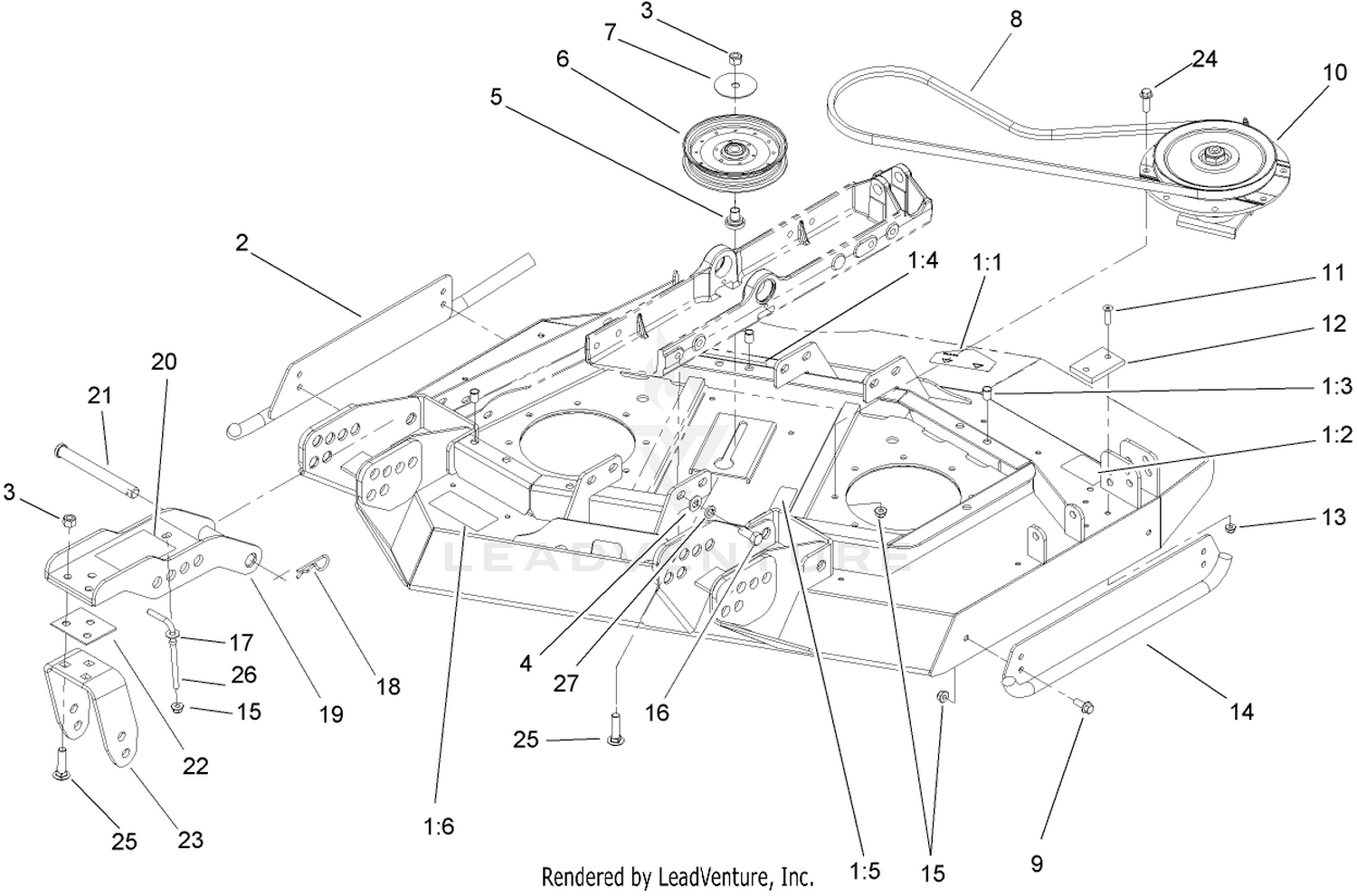 Right Hand Deck, Idler and Skid Assembly