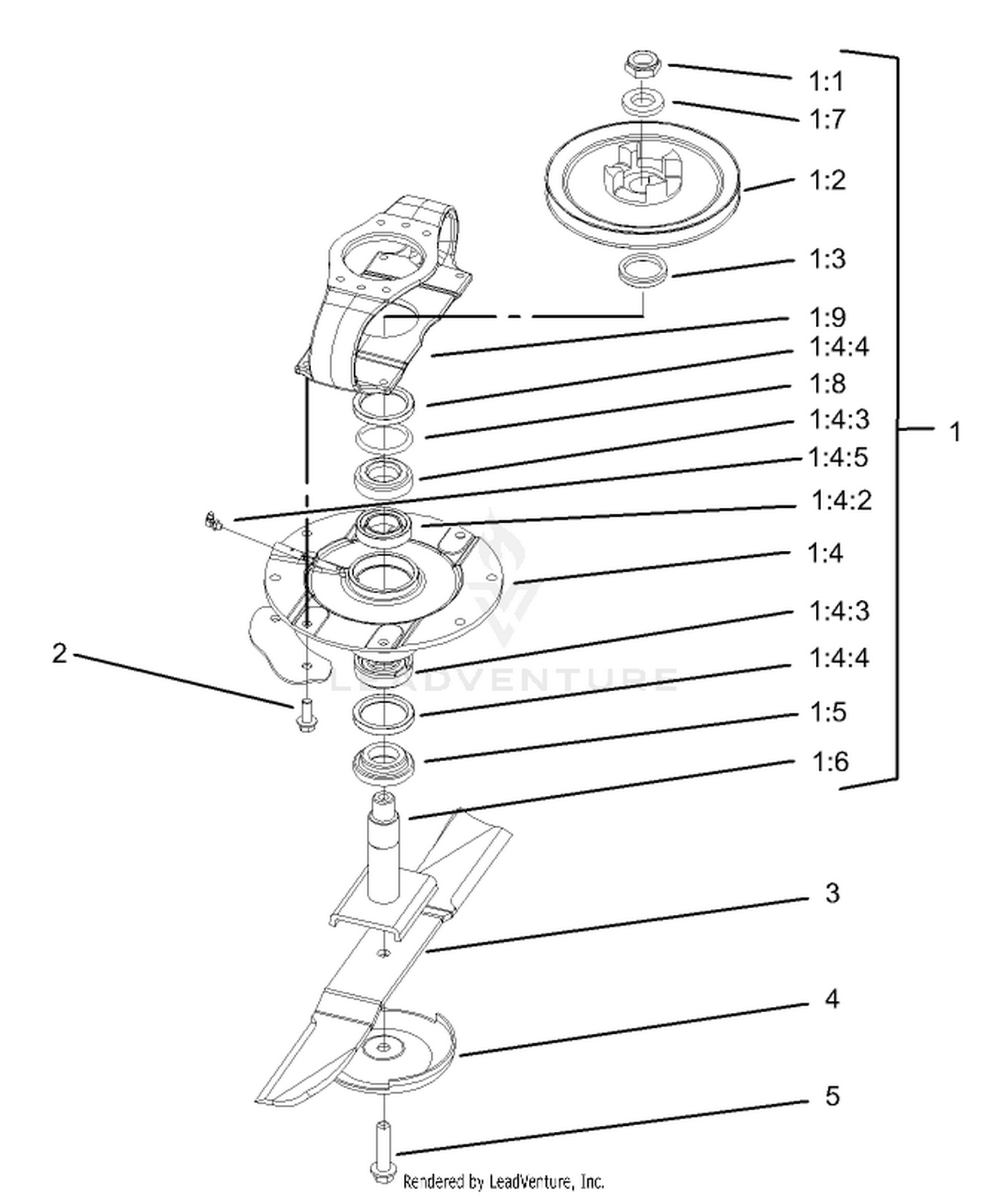 Right and Left Hand Deck Spindle Installation Assembly